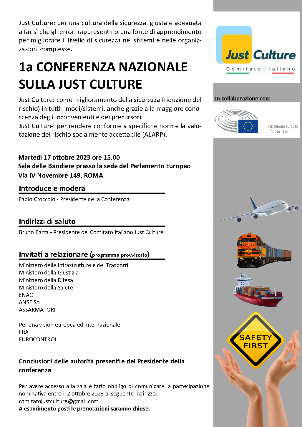 Trasporto ferroviario e stradale a confronto - Comitato Nazionale Just Culture<br />
